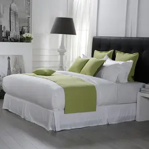 漂白白色床罩 100% 棉 300tc 酒店床上用品套装广州