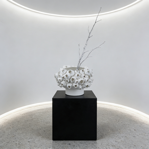 Vaso in Ceramica <span class=keywords><strong>Moderno</strong></span> <span class=keywords><strong>Bianco</strong></span> con Texture Simile al Corallo, Forma Organica Scultorea, Portafiori Testurizzato, Vasi in Ceramica 3D per Boccioli - Product Image 3