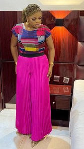 Alta calidad verano <span class=keywords><strong>nueva</strong></span> moda Casual Estilo de vida <span class=keywords><strong>Issey</strong></span> <span class=keywords><strong>Miyake</strong></span> Top con pantalones sueltos plisados conjunto de dos piezas para mujer - Product Image 4