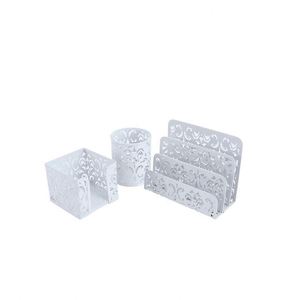 Ensemble de 3 organiseurs de bureau en métal - Trieur de courrier, porte-stylos, porte-notes adhésives - Product Image 6