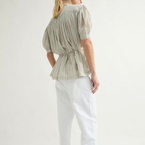 Camisa de Mujer Personalizada, Estilo Vintage, Cuello Camisero con Botones, Corte Holgado, Mangas Largas, Transpirable, Diseño Sostenible de Inspiración Francesa - Product Image 3