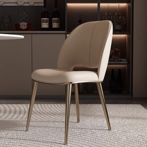 Sedia da Pranzo BST in Stile Italiano in Pelle Ultra-Fibra, Lusso Leggero, Schienale Alto, Design Semplice, Sedia per Hotel e Ristoranti in Metallo - Product Image 5