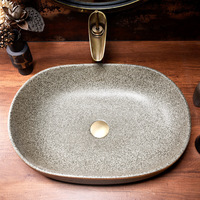 Jingdezhen Cerámica Arte Oem & Odm Hotel Moderno Fregadero Lavabo Setaria Patrón Forma ovalada Fregaderos de baño para la venta