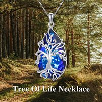 Collier arbre de vie délicat en cristal bleu en argent sterling 925 pour maman femme petite amie
