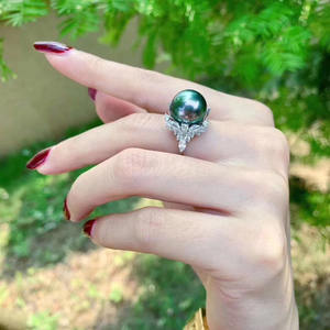 Anneau en argent S925 à faire soi-même, accessoire pour anneau féminin avec perle ronde de 10 à 12 mm, support vide pour cache-cernes 10155 - Product Image 2