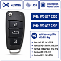 Clé intelligente sans clé à 3 boutons 433 MHz avec puce Megamos AES 48 pour Audi A4 A5 Référence : 8V0837220 8V0837220P Système de télécommande