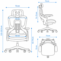 Chaise de bureau ergonomique avec accoudoirs réglables, soutien lombaire, siège en mousse, glissière spatiale, inclinaison pour une relaxation complète du corps