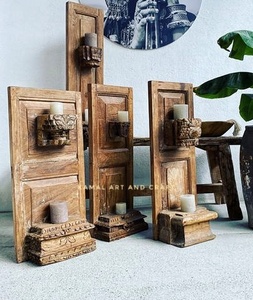 <b>Vintage</b> Metal Iron & Creative Wooden Candle Holder Small Round Long Art Deco for Home Interior Other <b>Lanterns</b> & Candle Jars - Product Image 1