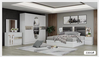 Ensemble de Chambre d'Hôtel Design de Luxe à Prix Abordable, Lit King Size, Mobilier de Chambre avec Armoires 6 Portes, Ensemble de Chambre en MDF