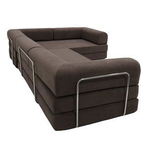 Ensemble de lit en forme de L en tissu velours moderne pour petits espaces, appartement, entrepôt, villa, salon, meubles avec emballage en carton - Product Image 3