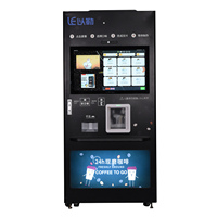 Distributeur automatique de café frais moulu et de glace avec écran tactile de 32 pouces, 1 réservoir à café, 5 canettes, 1 machine à glaçons