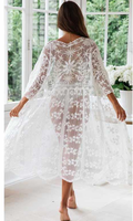 Soldes d'été : Robe de plage en maille de coton 100% avec dentelle, ouverture devant, robe longue, robe pour femmes