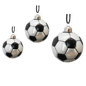 Soccer Theme 6cm/8cm/10cm glass crafts hand blown Football shape Christmas ball ornaments