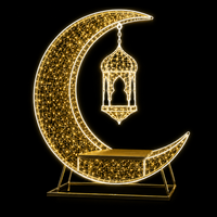 Großer Ramadan-Bogen LED-Lichterkette Dreifache Grüne Kuppel Hängelaterne Sternförmiger Goldrahmen Straßen-Außenfestival-Dekoration IP65
