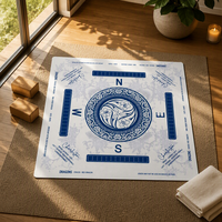 Tapis de jeu de Mahjong de luxe, bleu et blanc, avec règles Charleston, support de rangement, portable, pliable, silencieux, en caoutchouc, pour table, amusant