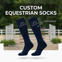 Chaussettes d'équitation personnalisées sur mesure, chaussettes de performance montantes pour événements équestres, bleu marine nuit, avec logo