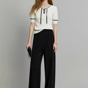 Suéter de verano para mujer con logotipo personalizado, y ODM OEM, manga corta, cuello redondo, informal, tejido, cuello redondo, fino, suelto, nuevo estilo - Product Image 4