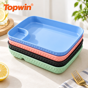 Assiette rectangulaire en plastique incassable pour fêtes et pique-niques, motif quadrillé créatif, style japonais, vente en gros sur mesure - Product Image 1