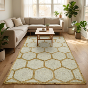 Tapis en jute tressé fait main à motif treillis, antibactérien, contemporain, à poils moyens, vente en gros, pour salon, chambre, décoration intérieure - Product Image 1