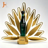 Présentoir de bouteilles de spiritueux lumineux à LED en forme de feuille d'agave dorée pour service VIP de bar/club, support de présentation de vin avec logo personnalisé