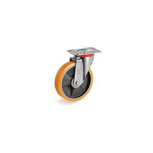 TELLURE ROTA - 656204 TR' polyurethane wheels, <b>cast</b> <b>iron</b> centre, swivel top <b>plate</b> bracket type NL - wheel width 30 mm, ø 150 mm - Product Image 1