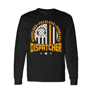 Camiseta de manga larga para despachador de emergencias 911, sin nombre, sin rostro, sin miedo, línea amarilla, promocional - Product Image 2