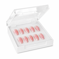 Faux Ongles Carrés Ombrés Brillants Rose Pailleté à Coller – Prêts à l'emploi et Réutilisables