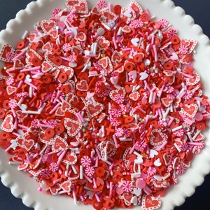 500g Confettis en forme de cœur rouge et rose personnalisés ODM, projets de décoration, mélange de remplissages décoratifs, artisanat de fête, jouets en slime - Product Image 1