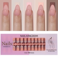 Vente en gros de 150 pièces de faux ongles en gel souple pré-appliqués, portables, courts, design nude français, à presser, pour manucure DIY, salon