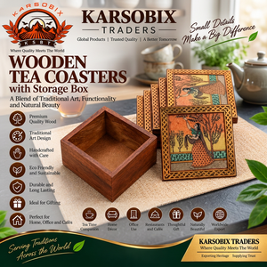 Manteles Individuales Cuadrados de Madera de Lujo con Caja de Almacenamiento, Posavasos Ecológicos Antideslizantes Hechos a Mano para el Hogar y Cafeterías - Product Image 5