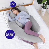 Oreiller de grossesse en coton amovible pour tout le corps avec housse en velours cristal