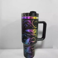 Gobelet isotherme personnalisé gravé au laser de 40 oz en acier inoxydable de qualité supérieure, tasse à café à double paroi sous vide, mug de voyage avec poignée et paille