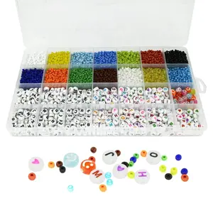 960pcs/set 24 Grid Acrylic Pony Beads And Letter Beads Large Hole Beads Wholesale Diy Jewelry Accessories Set