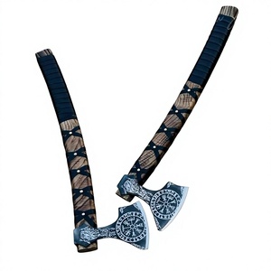 Handmade Custom Carbon Steel <b>Axe</b> Industrial Grade Bearded Survival Outdoor <b>Axe</b> with Wooden <b>Handle</b> for Camping with Sheath - Product Image 3