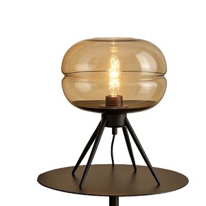 Lámpara de mesa moderna de cristal ámbar, bombilla incandescente E27 220V para sala de estar, dormitorio, mesita de noche, iluminación decorativa - Product Image 5