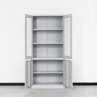 Armoire de rangement de bureau en acier à 4 portes et double niveau avec serrures à clé individuelles