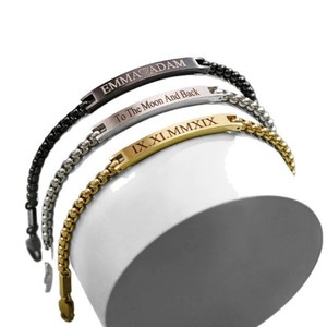 <span class=keywords><strong>Bracelet</strong></span> pour <span class=keywords><strong>homme</strong></span> en acier inoxydable gravé double face avec nom, tendance pour la fête des pères européenne et américaine, cadeau très vendu - Product Image 6