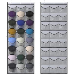 Organizador de gorras para colgar sobre la puerta, 24 bolsillos, estante de almacenamiento transparente para exhibir y organizar gorras de béisbol - Product Image 1