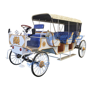 2025 Carrosse de chevaux en bois bleu simple pour mariages et visites touristiques / Carrosse de mariages et de visites touristiques / Carrosse de visites touristiques classique à vendre - Product Image 2
