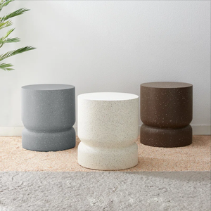 <span class=keywords><strong>Table</strong></span> basse effet <span class=keywords><strong>terrazzo</strong></span> <span class=keywords><strong>de</strong></span> couleur marron gris blanc, tabouret <span class=keywords><strong>de</strong></span> jardin intérieur et extérieur, <span class=keywords><strong>table</strong></span> d'appoint pour patio - Product Image 2