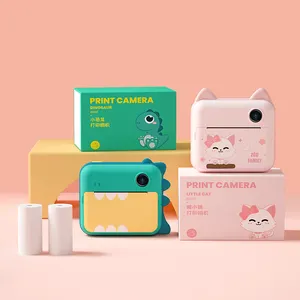 キッズインスタントサーマルプリントカメラ子供ピンク猫デザイン写真印刷女の子と男の子のためのデジタルカメラ