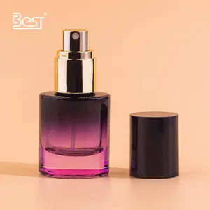 Mysterious Pink And Black Gradient And Gold Luxury Perfume 30ml Glass Bottle With Electrolytic Aluminum Pump Sprayer