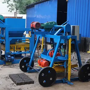 Qtj4-40 dieselmotor mobile hydraulische ziegelherstellungsmaschine halbautomatische maschine für hohlblock zement herstellung guangzhou
