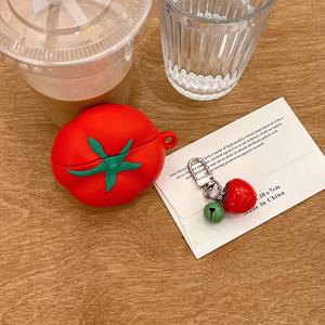 Étui de protection 3D amusant en silicone motif tomate pour <span class=keywords><strong>AirPods</strong></span> 1 2 3 4 Pro 2 avec pendentif - Product Image 2