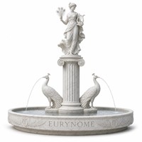 Fontaine en marbre Lishi, statue de la déesse Eurynome, lyre, plume, OEM ODM, élément aquatique, devis personnalisé, conception 3D pour hôtel, villa