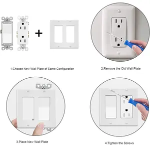 USA 2 Gang Duplex PC Plastic GFCI Decorative Receptacle GFI Wall Socket Switches Outlet Cover Plate For Electric Accessories