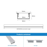 Promotion : Profilé LED en aluminium 4020A pour bande lumineuse, 55x20mm, Série 6000, profilé en T anodisé avec diffuseur encastré pour éclairage linéaire