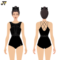 Tenue de gymnastique artistique pour enfants : Justaucorps blanc, tenue noire pour filles, unitard à jupe rythmique en spandex professionnel