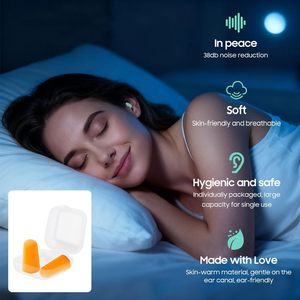 Tapones para los Oídos de Espuma PU Envasados Individualmente, Cancelación de Ruido, Negros, para Dormir, Trabajar, Viajar, Bloqueo de Sonido, con Estuche - Product Image 3