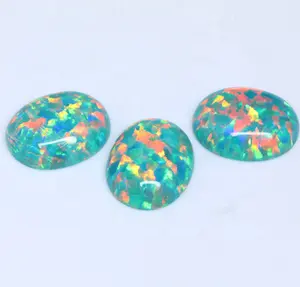 Oval Opal Cabochon Api Putih Opal Batu Lab Membuat Mode Opal Grosir